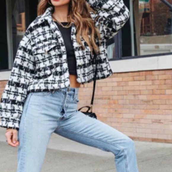 Vici Constance Teddy Crop Jacket Black Ivory NEW Button Front Lined - Picture 7 of 7